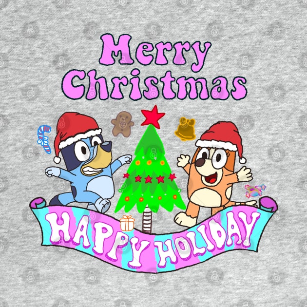 Merry Christmas and Happy Holiday // Bluey by 80sCartoons.Club